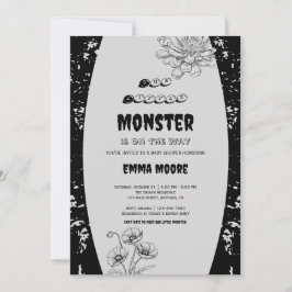 Convites Design de Chá de Bebê Monstrinho Gótico