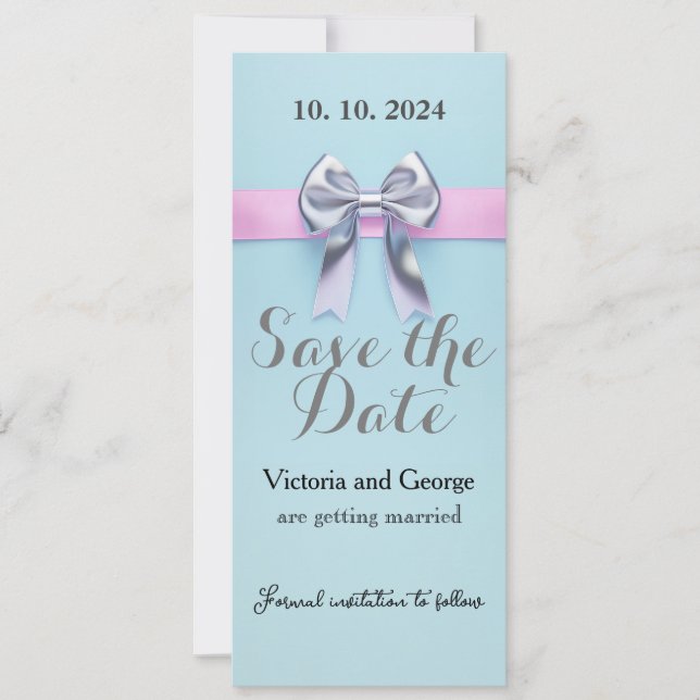 Convites Design de cor azul Pastel com um arco (Frente)