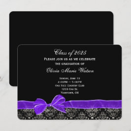 Convites Design de damasco de graduação com arco roxo