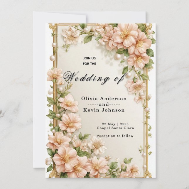 Convites 🌸 Design de Detalhes da Cerimônia de Casamento Bo (Frente)