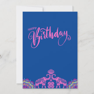 Convites design de elefante índio feliz aniversário
