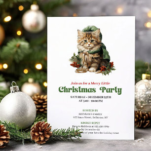 Convites Design de festa de gato de Natal retrô atemporal