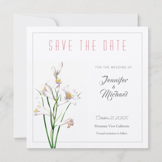 Convites Design de Flor Profissional de Casamento Salve a D (Frente)