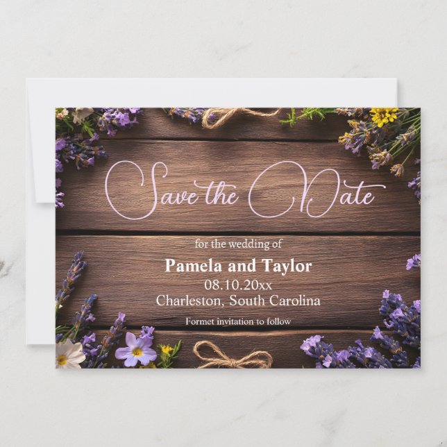 Convites Design de flores, de lavanda e de flores (Frente)