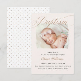 Convites Design de Foto de Batismo Soft Blush Taupe