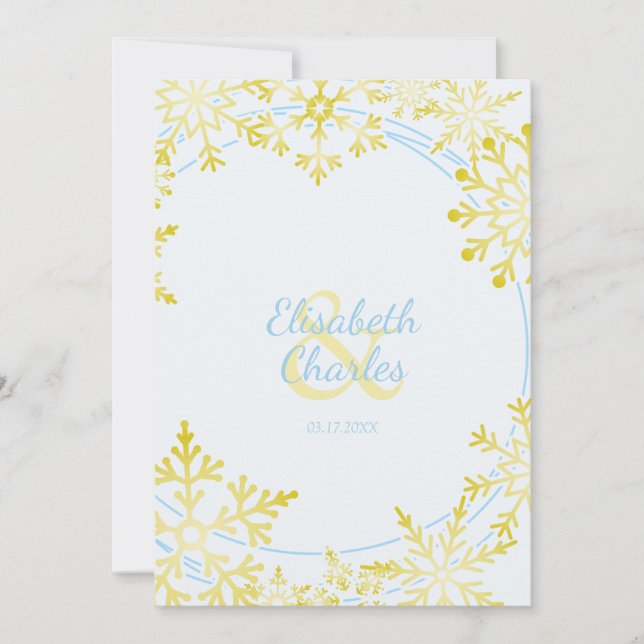 Convites Design de inverno inspirado para casamento com flo (Frente)