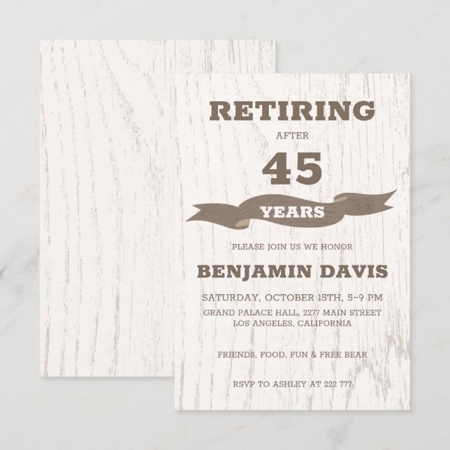 Convites Design de madeira (Frente/Verso)