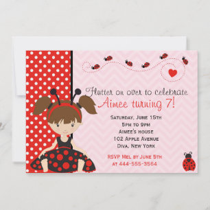 Convites design de menina Ladybird Ladybug