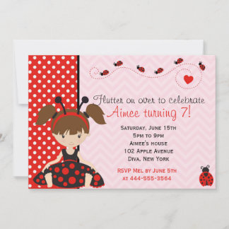 Convites design de menina Ladybird Ladybug