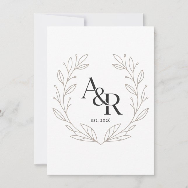 Convites Design de Monograma de Casamento de Luxo Minimalis (Frente)