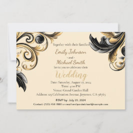 Convites Design de ouro e preto elegante