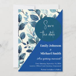 Convites Design de padrão floral em estilo de cor azul e ve