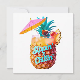 Convites Design de Partido Tropical de Sippin e Chillin