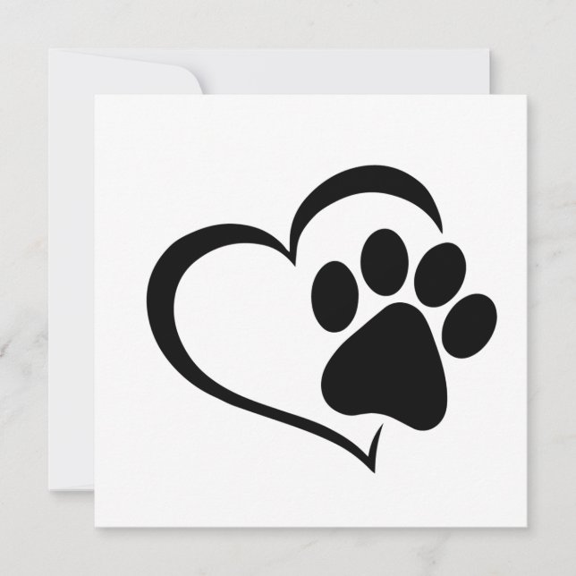 Convites Design de PawPrint e Heart (Frente)