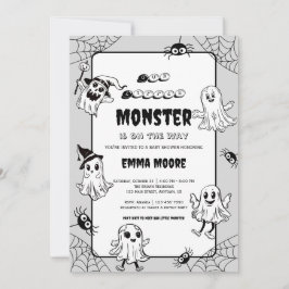 Convites Design de Pequeno Monstro para Chá de Bebê de Hall