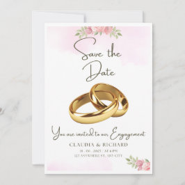 Convites Design de placa de Noivado branca e rosa personali