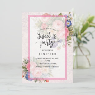 Convites Design de Rosa Floral Personalizada Rústica Vintag