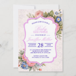Convites Design de Rosa Floral Personalizada Rústica Vintag
