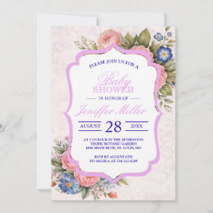 Convites Design de Rosa Floral Personalizada Rústica Vintag