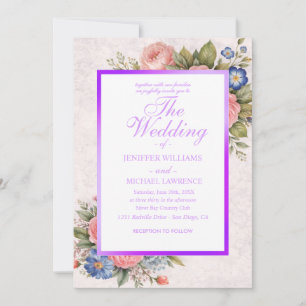Convites Design de Rosa Floral Personalizada Rústica Vintag