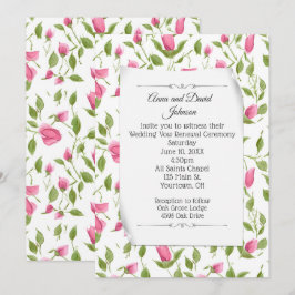 Convites Design de Rosebud Rosa para Renovação de Vow