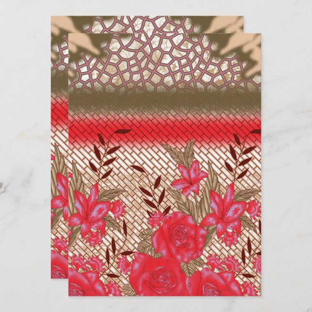 Convites Design de tecido de intricato com padrões florais (Frente/Verso)