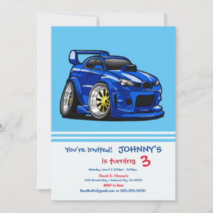Convites Design de velocidade de carro de músculo azul - E