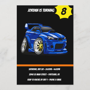Convites Design de velocidade de carro de músculo azul - E