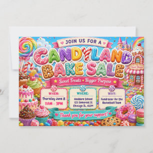 Convites Design de Venda de Bolos Candyland