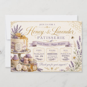 Convites Design de Venda de Bolos de Mel e Lavanda