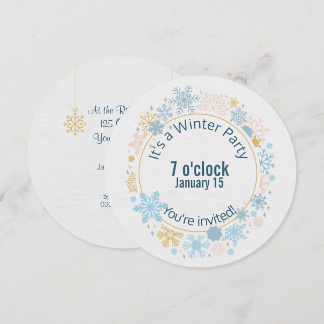 Convites design do floco de neve de inverno (Frente/Verso)