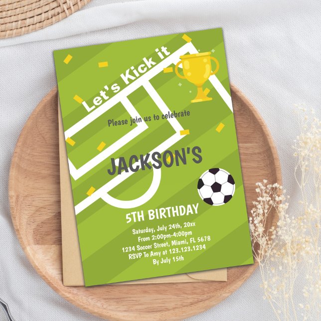 Convites Design do Partido Esportivo Verde Claro (World Cup Light Green Soccer Birthday Invitations)