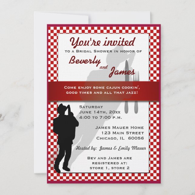 Convites Design do quadro do chá de panela de Cajun Cookin (Frente)