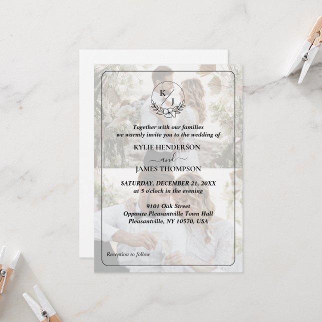 Convites Design do seu próprio casamento com a Colagem de F (Frente/Verso In Situ)