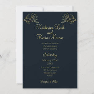 Convites Design Dourado Amarelo Azul Escuro Minimalista