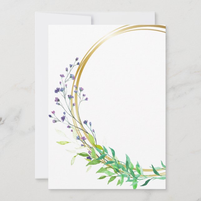 Convites Design em branco com flores azuis pulverizadas (Frente)