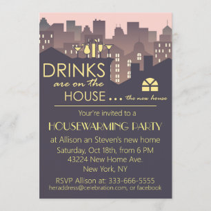 Convites Design engraçado do partido do Housewarming
