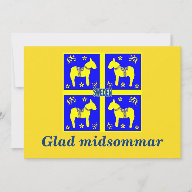 Convites design escandinava,Midsommar Glad Personalizado (Frente)
