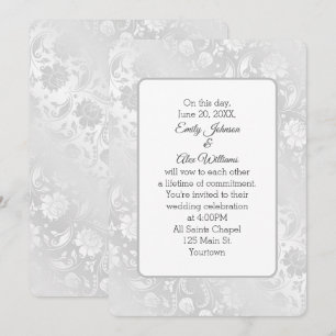 Convites Design Floral Silver Shimmer