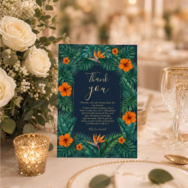Convites Design Floral Tropical | Hibisco & Folhagens (#tropicalwedding #weddingdinner#hibiscus #beachwedding #destinationwedding #floralithankyou)