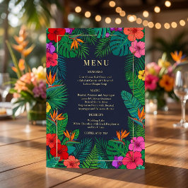 Convites Design Floral Tropical | Menu de Hibisco e Folhage