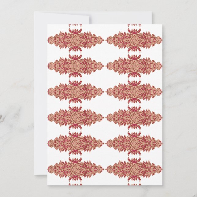 Convites Design floral vermelho e laranja com gráfico ornam (Frente)