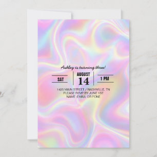Convites Design Girly Vibrante Pastel Holográfico em Espira