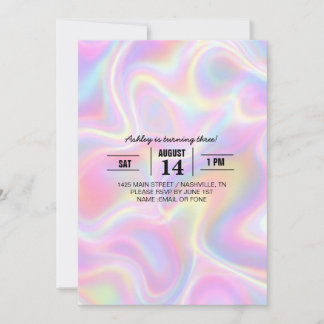 Convites Design Girly Vibrante Pastel Holográfico em Espira