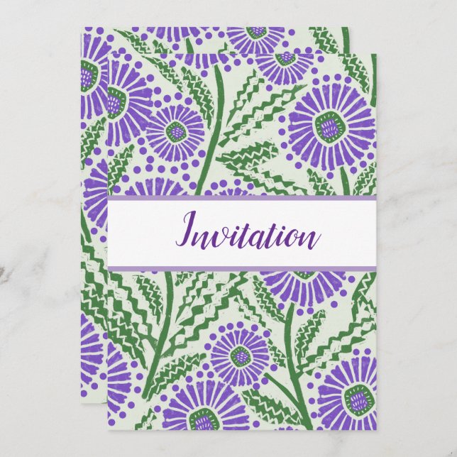 Convites Design lavanda De Blocos Verde E Branco (Frente/Verso)