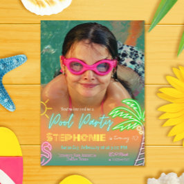 Convites Design Minimalista de Festa na Piscina com Imagem