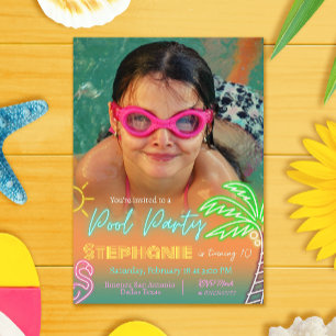 Convites Design Minimalista do Partido piscina com Imagem