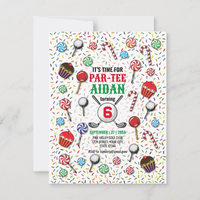 Convites Design Par-Tee de Golfe Personalizado (Frente)