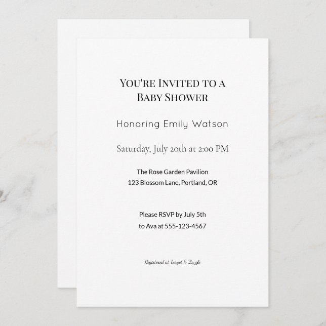 Convites Design personalizado para bebês (Frente/Verso)