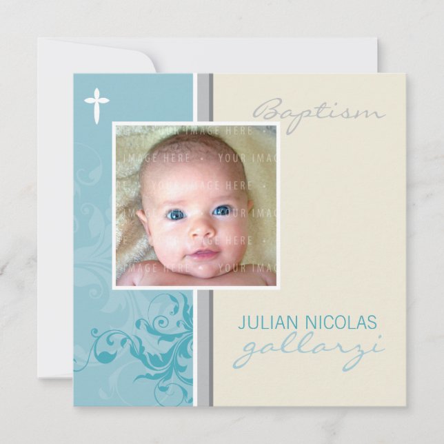 Convites DESIGN PERSONALIZADO: Suzana Baptism Invite - posh (Frente)